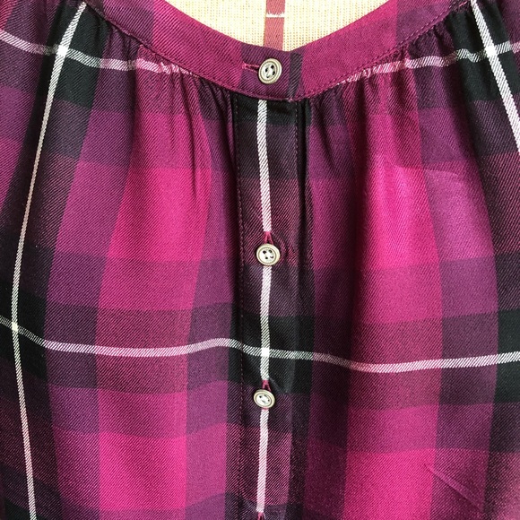 J. Jill XS Fine Rayon Twill Burgundy Plaid Blouse - Picture 4 of 12
